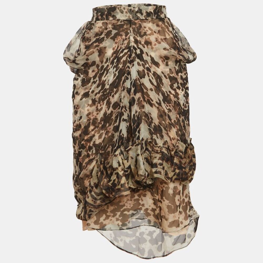 Givenchy Multicolour Abstract Print Chiffon Draped Mini Skirt M